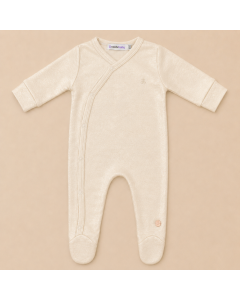 Silk Blend Onesie With Footies Off White