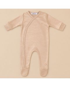 Silk Blend Onesie With Footies Beige Pearl