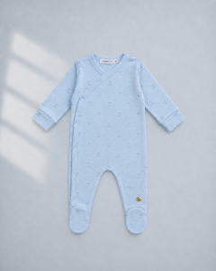 Onesie with footies Silk blend Baby Blue