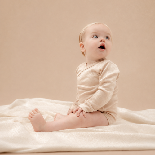 Wrap Romper Silk Blend Beige Pearl