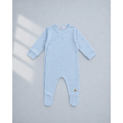 Onesie with footies Silk blend Baby Blue